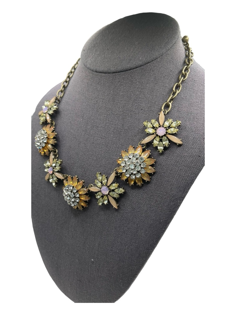 ❤️ Vintage Floral Rhinestone Chunky Statement Necklace - Picture 2 of 6